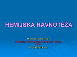 hemijska ravnote a