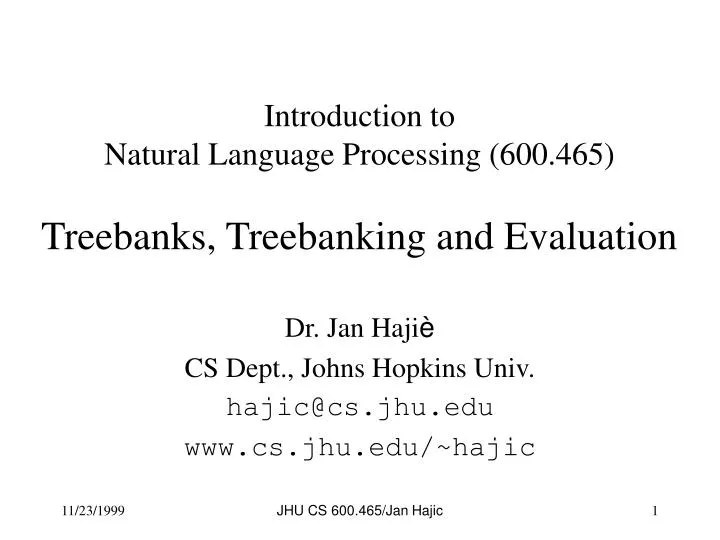 introduction to natural language processing 600 465 treebanks treebanking and evaluation
