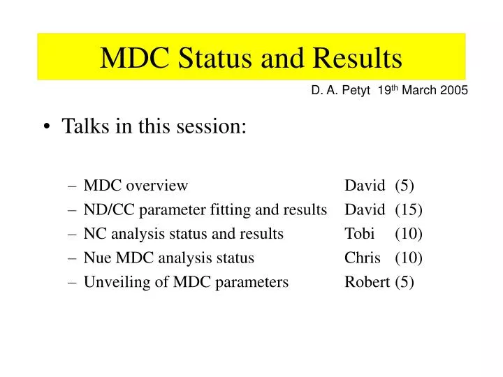 mdc status and results