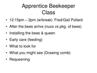 Apprentice Beekeeper Class