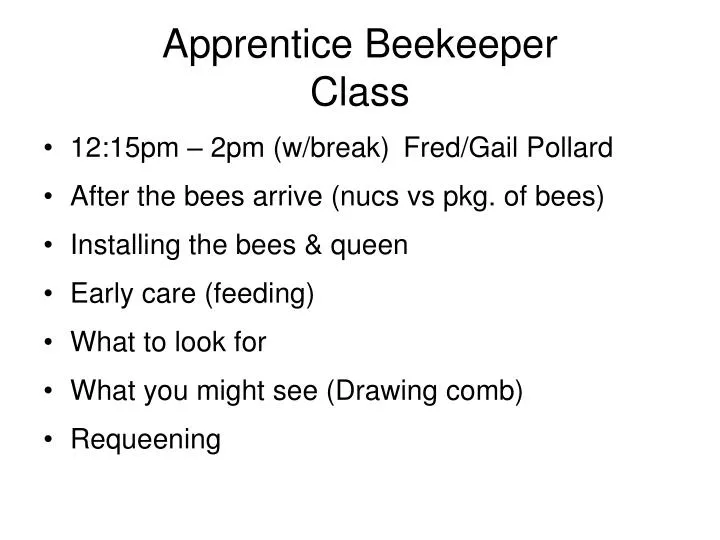 apprentice beekeeper class