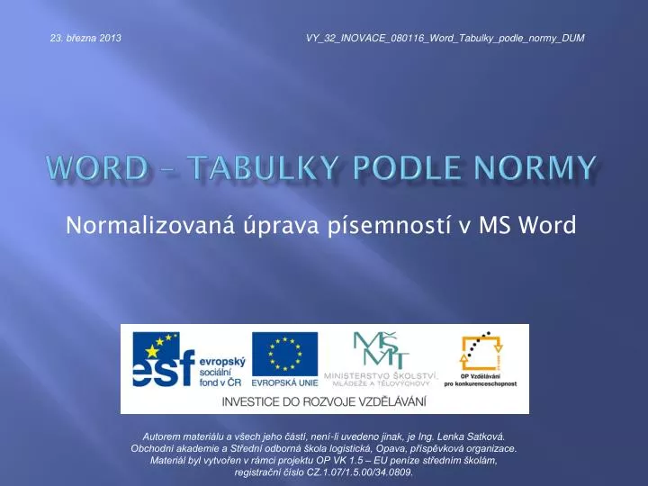 word tabulky podle normy