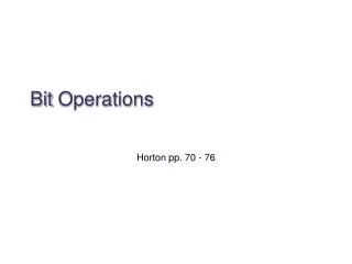 Bit Operations