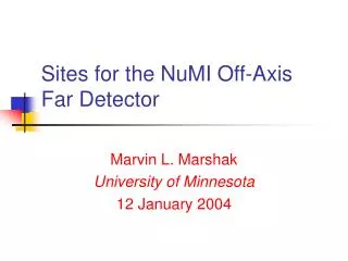 Sites for the NuMI Off-Axis Far Detector
