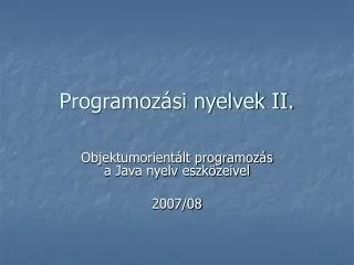 programoz si nyelvek ii