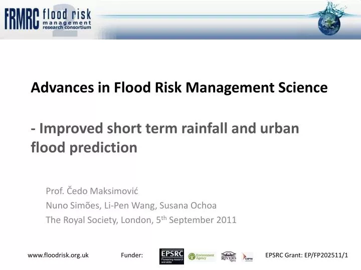 advances in flood risk management science improved short term rainfall and urban flood prediction