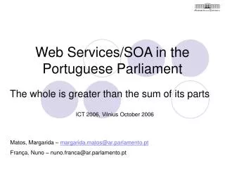 Web Services/SOA in the Portuguese Parliament