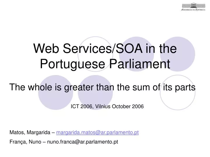 web services soa in the portuguese parliament