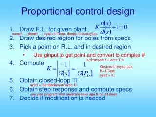 Proportional control design