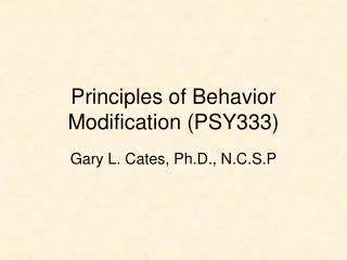 Principles of Behavior Modification (PSY333)