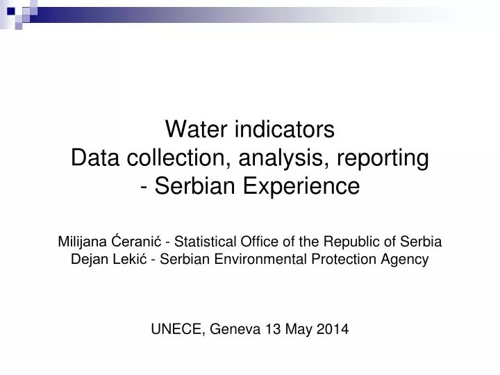 water indicators data collection analysis reporting serbian experience
