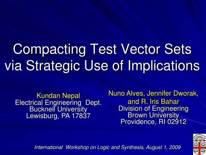 compacting test vector sets via strategic use of implications