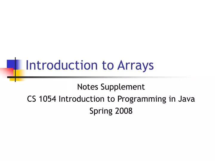 introduction to arrays