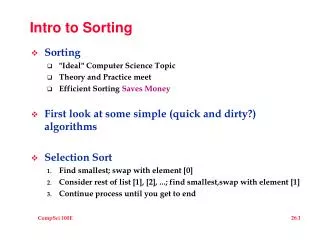 Intro to Sorting