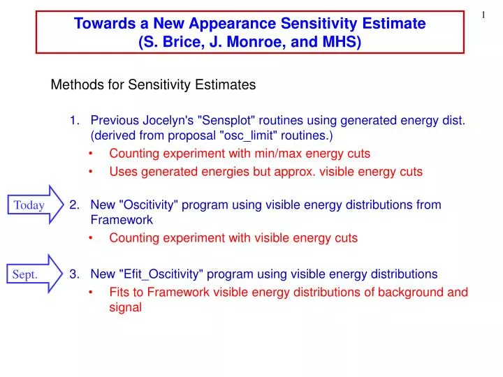 towards a new appearance sensitivity estimate s brice j monroe and mhs