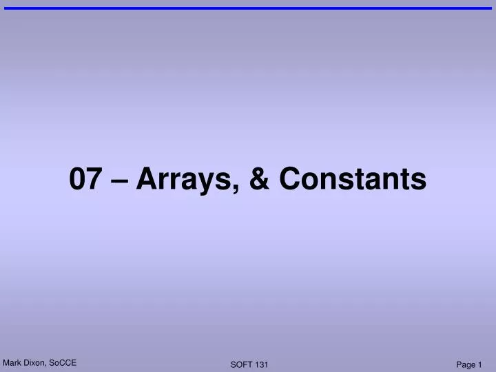 07 arrays constants