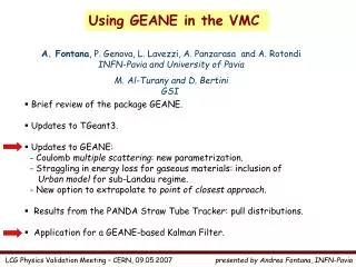 Using GEANE in the VMC