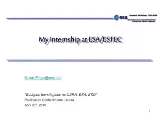 My Internship at ESA/ESTEC
