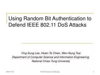 Using Random Bit Authentication to Defend IEEE 802.11 DoS Attacks