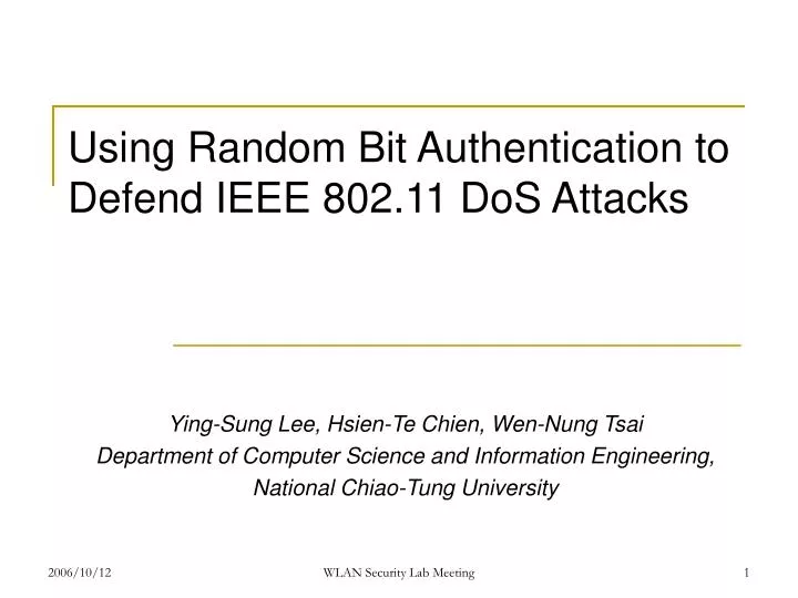using random bit authentication to defend ieee 802 11 dos attacks