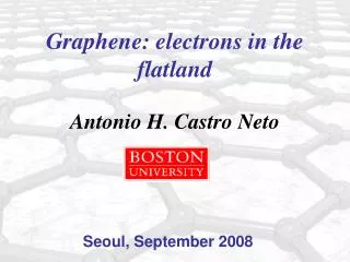 Graphene: electrons in the flatland Antonio H. Castro Neto