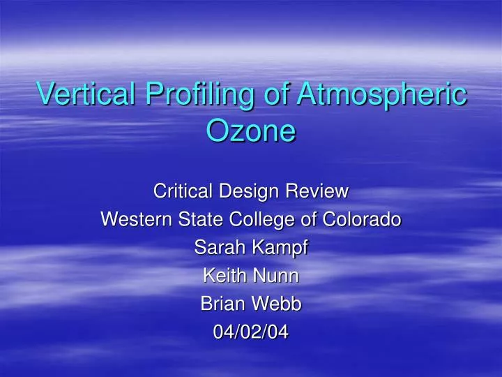 vertical profiling of atmospheric ozone