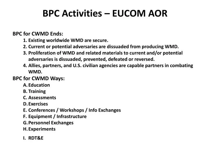 bpc activities eucom aor