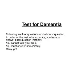 Test for Dementia