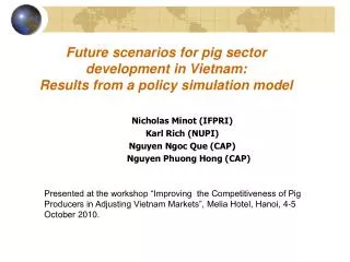 Future scenarios for pig sector development in Vietnam: Results from a policy simulation model