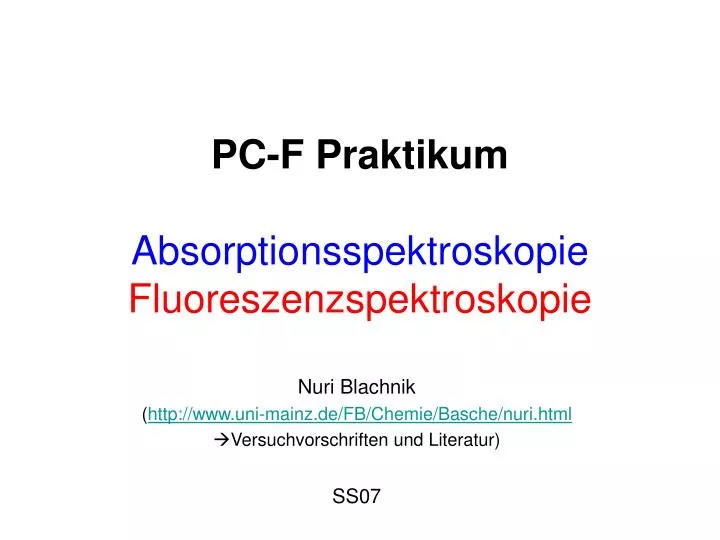 pc f praktikum absorptionsspektroskopie fluoreszenzspektroskopie