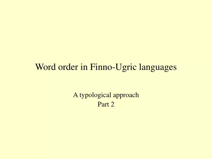 word order in finno ugric languages