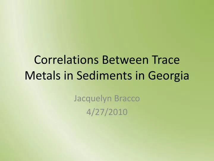 correlations between trace metals in sediments in georgia
