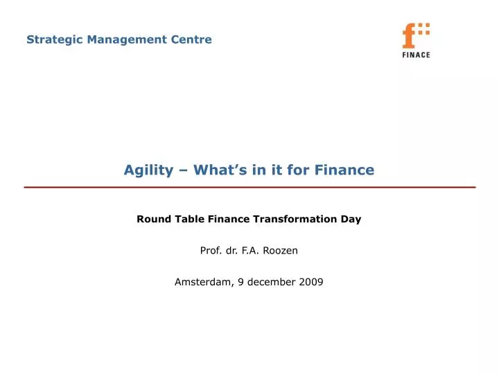 agility what s in it for finance