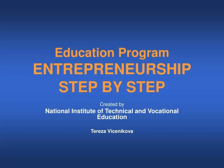 education program entrepreneurship step by step