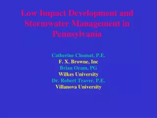 Low Impact Development and Stormwater Management in Pennsylvania