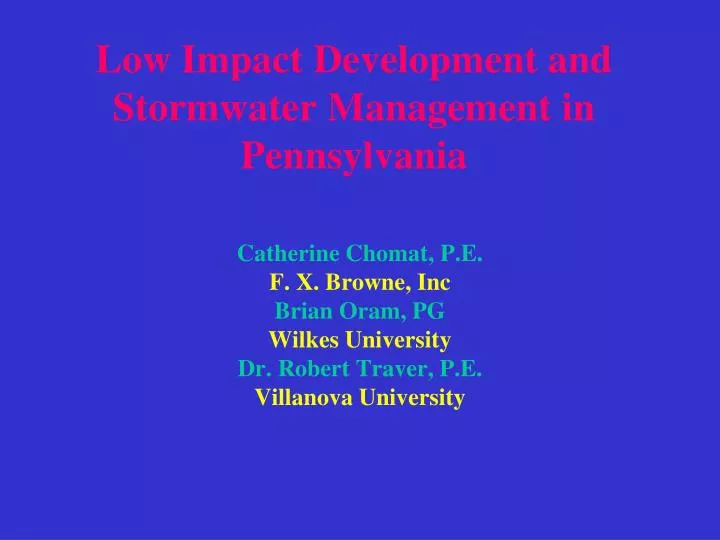 low impact development and stormwater management in pennsylvania