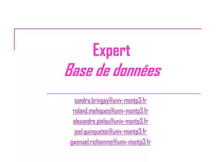 expert base de donn es