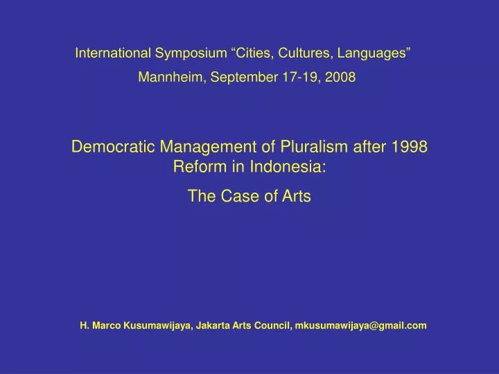 democratic management of pluralism after 1998 reform in indonesia