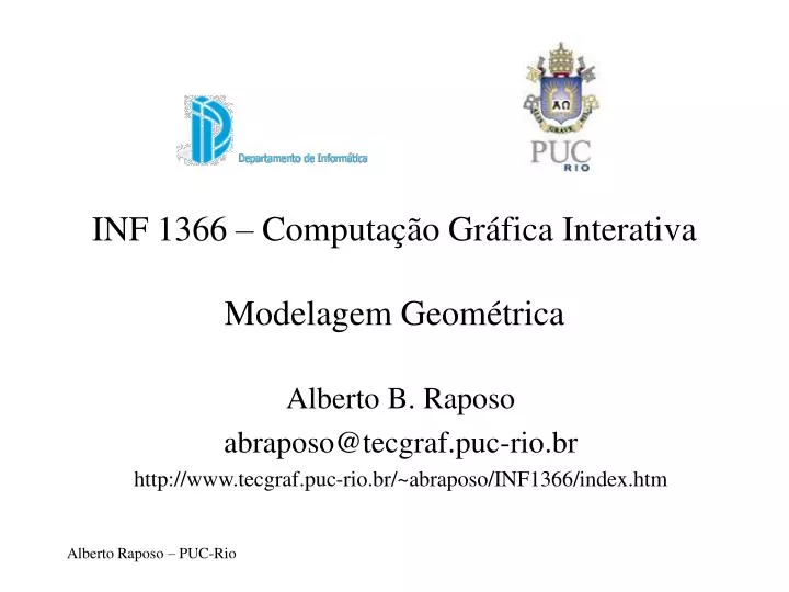 inf 1366 computa o gr fica interativa modelagem geom trica