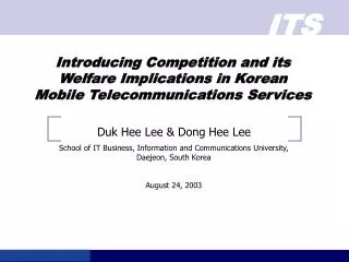 Introducing Competition and its Welfare Implications in Korean Mobile Telecommunications Services