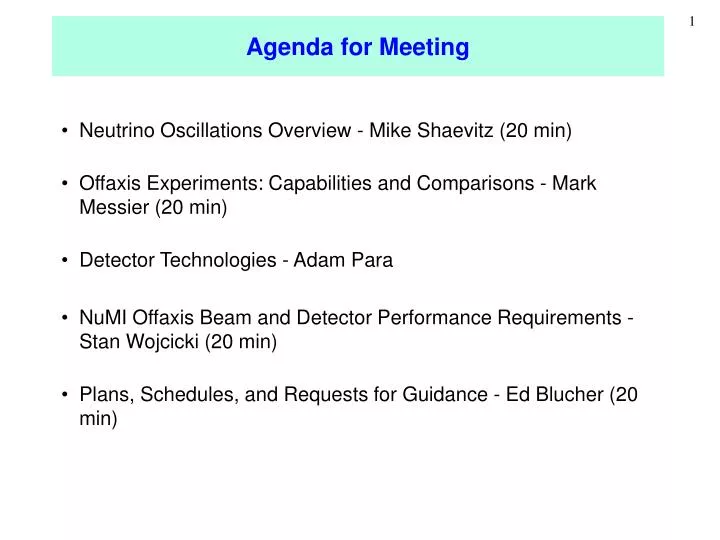agenda for meeting