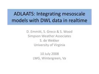 ADLAATS: Integrating mesoscale models with DWL data in realtime