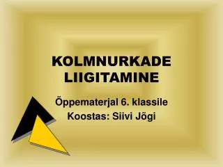 kolmnurkade liigitamine
