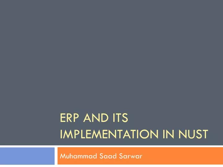 erp and its implementation in nust