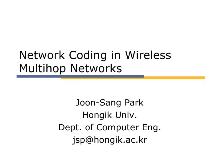 network coding in wireless multihop networks