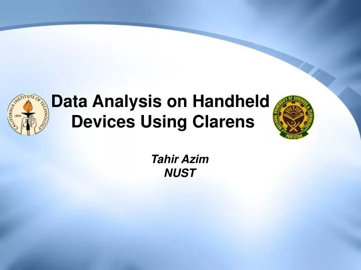 data analysis on handheld devices using clarens