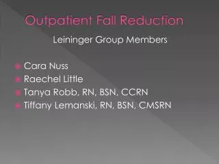 Outpatient Fall Reduction