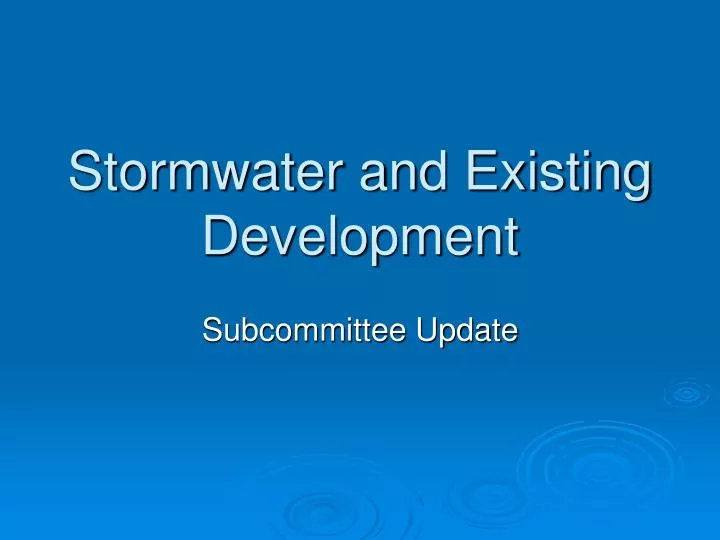 stormwater and existing development