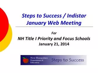 Steps to Success / Indistar January Web Meeting