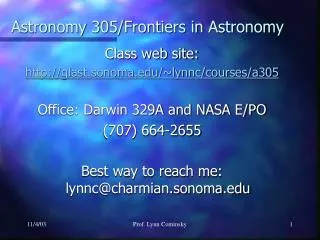 Astronomy 305/Frontiers in Astronomy